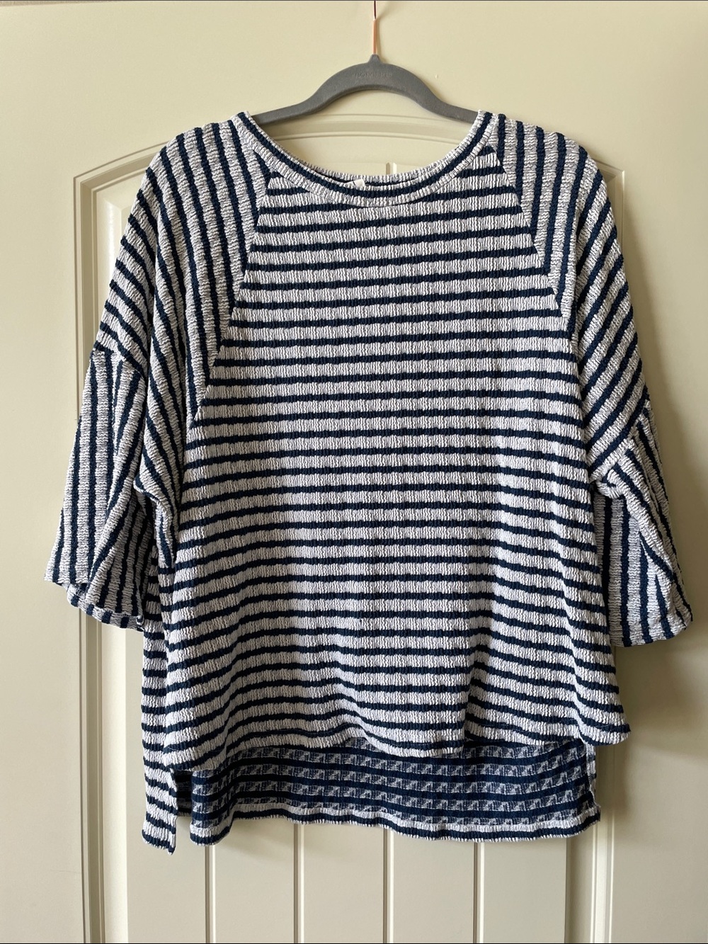 Striped Navy & White Women's Knit Top